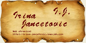Irina Jančetović vizit kartica